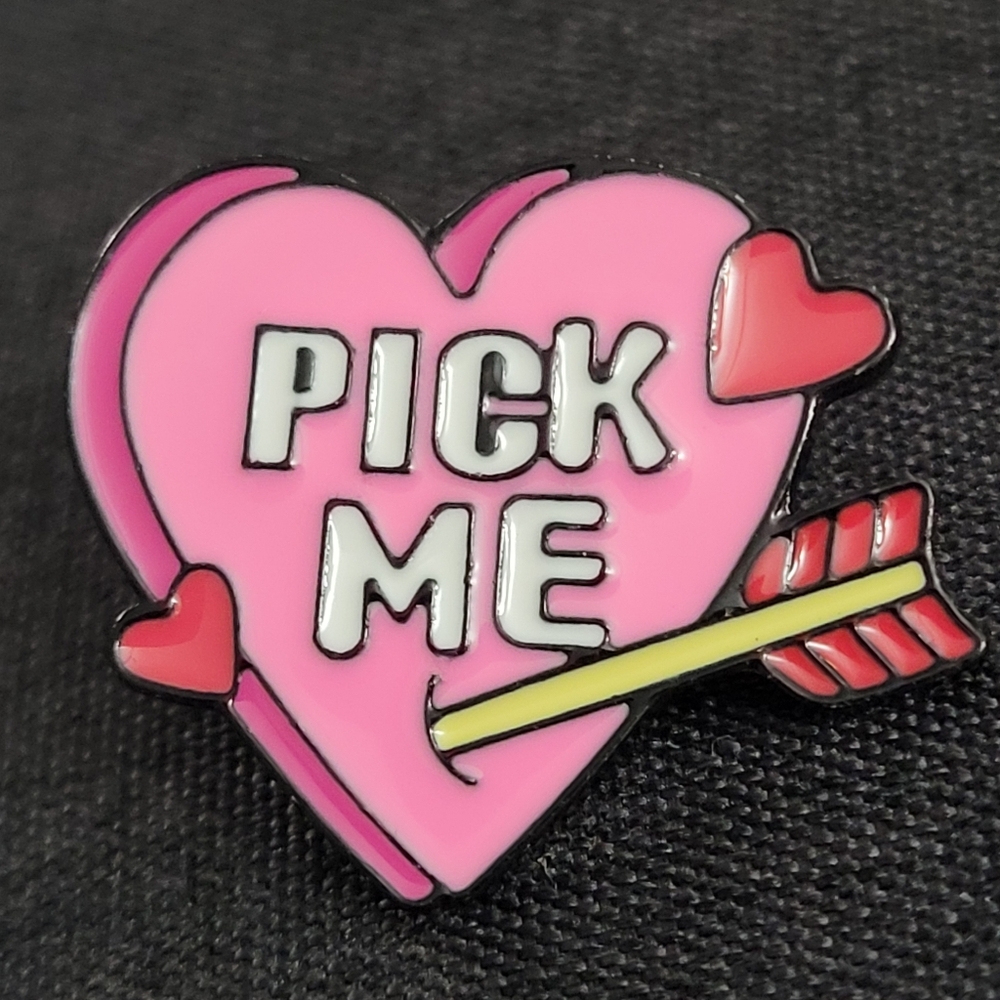 Pick Me Heart Pierced By Cupid's Arrow Enamel Pin